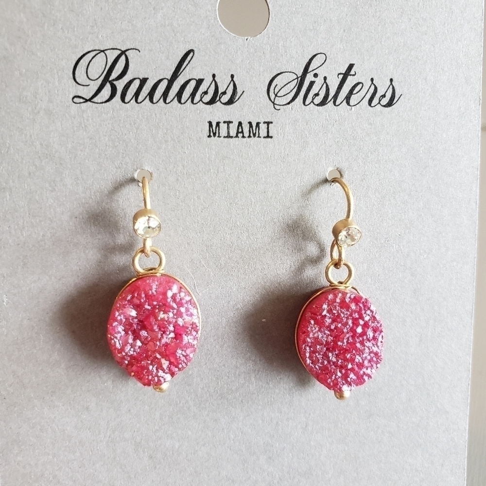 Textured Pink Dangle Earrings